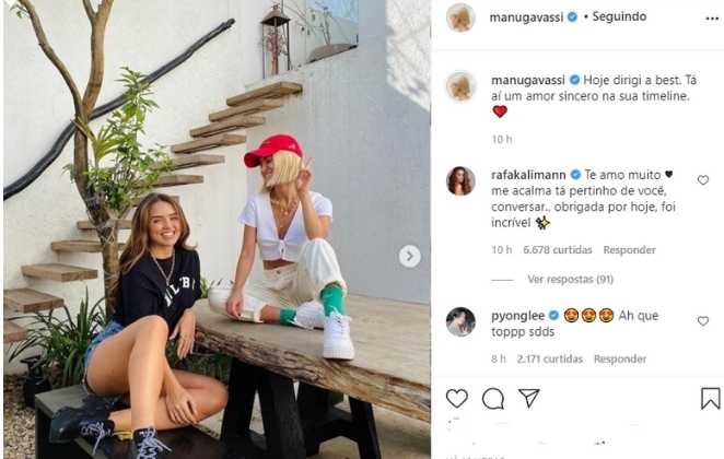 Manu e Rafa postam trabalho juntas no Instagram