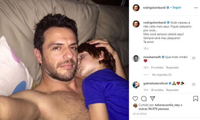 Rodrigo Lombardi encanta ao compartilhar foto com o filho