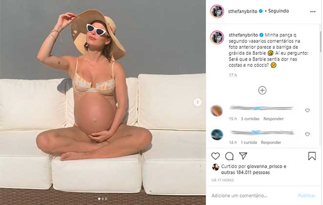 Sthefany Brito exibiu barrigão de grávida no Instagram