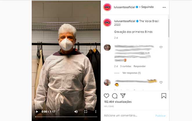 Lulu Santos compartilhou um vídeo no Instagram na qual aparece nos bastidores do The Voice Brasil