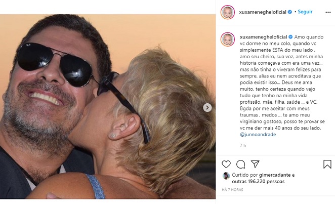 Xuxa Meneghel faz linda declaração para Junno Andrade