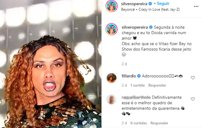 Silvero Pereira fazendo paródia de Beyoncé