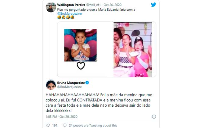 Bruna Marquezine contou de festa que foi contratada para participar após meme de Maria Eduarda viralizar