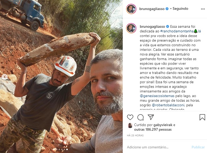 Bruno Gagliasso constrói rancho para preservação ambiental