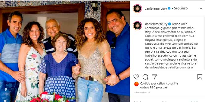 Daniela Mercury homenageou sua mãe pelo aniversário no Instagram