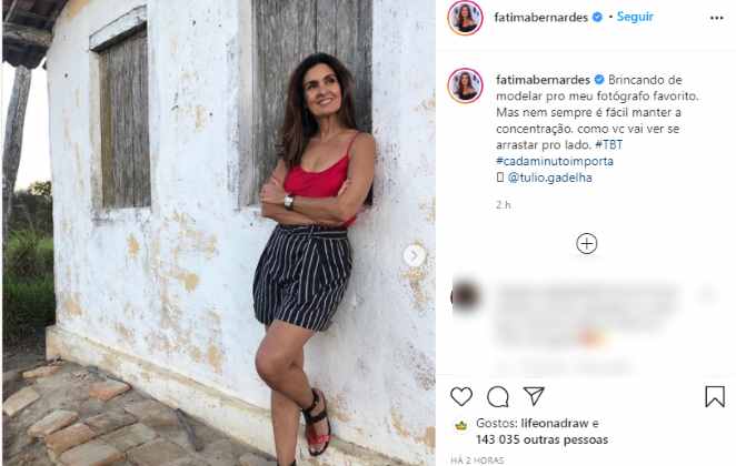 Publicação de Fátima Bernardes nas redes sociais