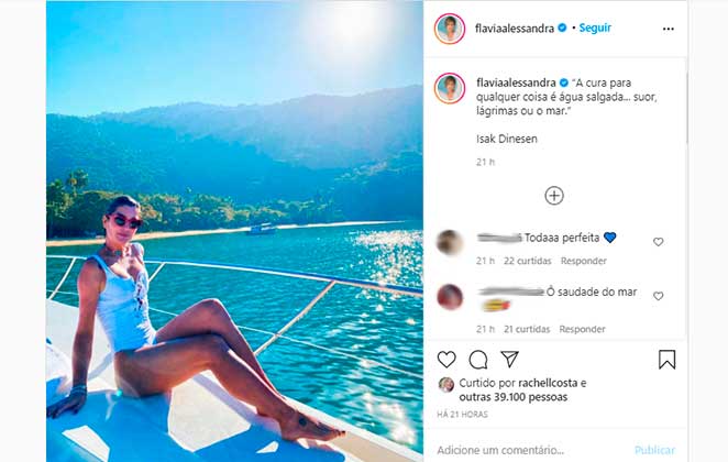 Flávia Alessandra exibe pernões torneados no Instagram