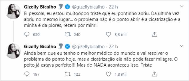 Gizelly Bicalho contou a notícia aos fãs