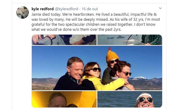 O anúncio da morte de James Redford no Twitter