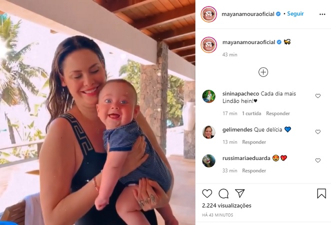 Mayana Moura brinca com filho em vídeo fofo
