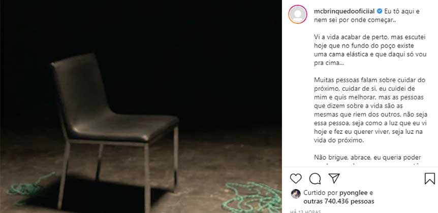 Mc Brinquedo fez um post que preocupou os fãs