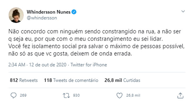 Whindersson Nunes comenta repercussão de vídeo envolvendo Vitão