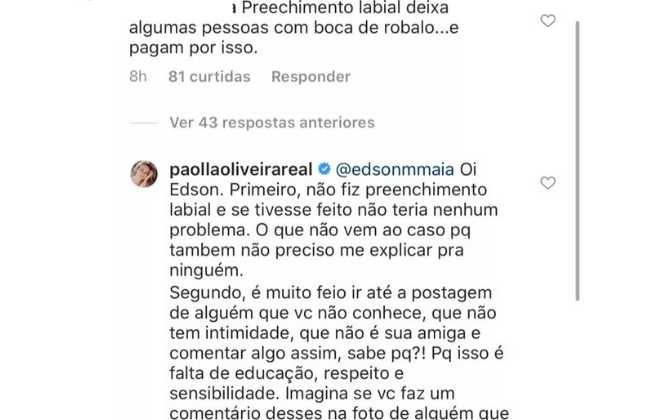 Resposta de Paolla Oliveira