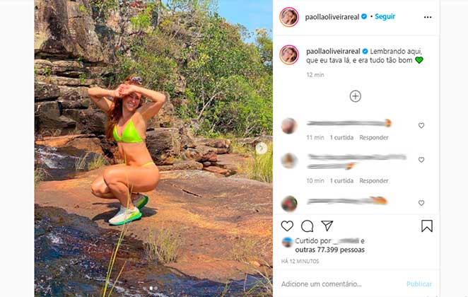 Paolla Oliveira exibiu sua boa forma física no Instagram mais uma vez