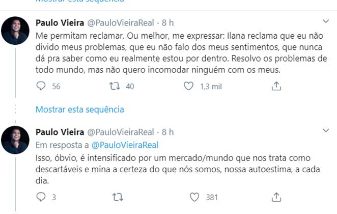 Paulo Vieira desabafa sobre trabalho