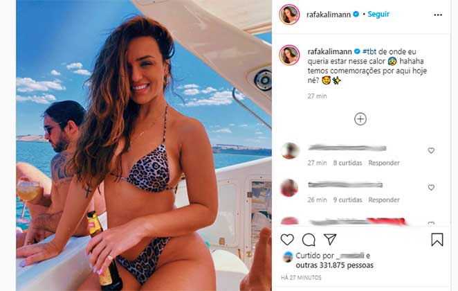 Rafa Kalimann relembrou dia de sol em passeio de barco no Instagram