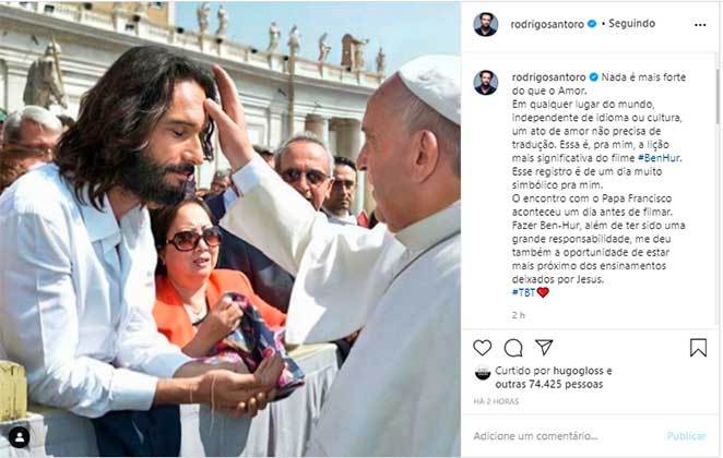 Rodrigo Santoro lembrou de encontro com Papa Francisco