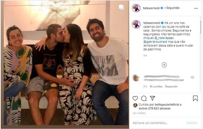 Tatá Werneck comemorou um ano de casada com Rafa Vitti