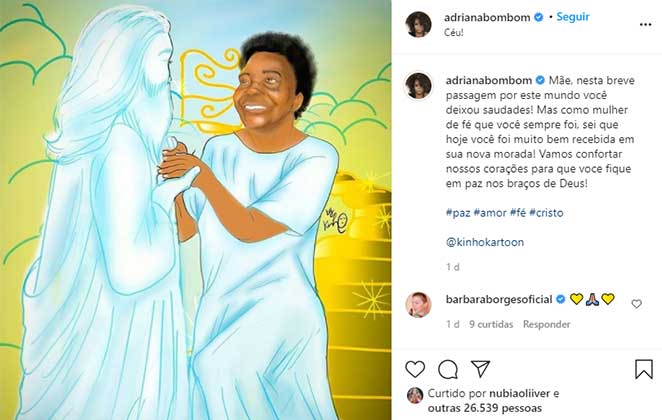Adriana Bombom fez uma homenagem à mãe
