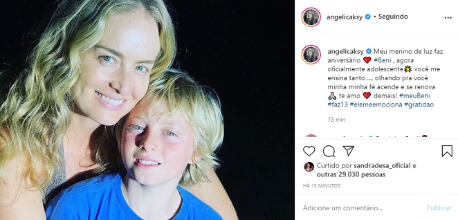 Angélica parabeniza o filho Benício nas redes sociais
