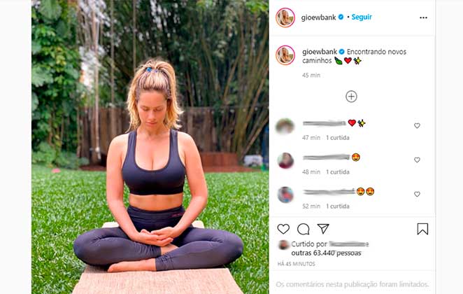 Giovanna Ewbank posou praticando ioga no Instagram