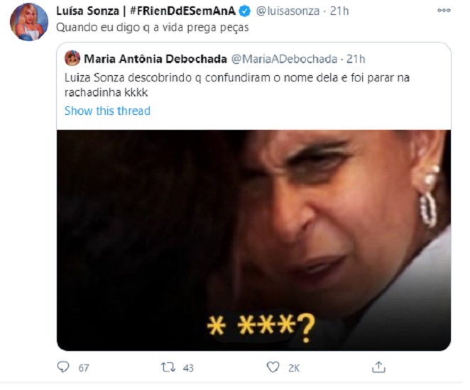 Luísa Sonza se divertiu com os memes a seu respeito