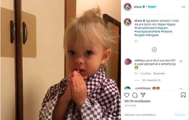 Eliana compartilhou vídeo da filha falando em japonês
