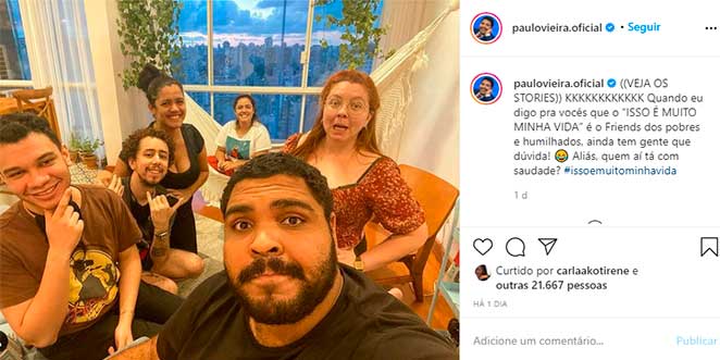 Paulo Vieira referenciou falso recebidos em legenda de foto no Instagram