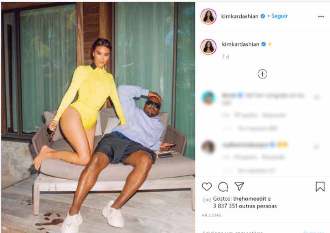Publicação de Kim Kardashian nas redes sociais