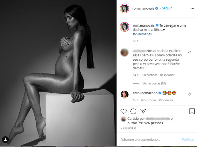 Romana Novais arrasa em ensaio de gestante enquanto espera o nascimento da filha