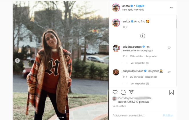 Anitta posou com casaco de R$ 22 mil em Nova York