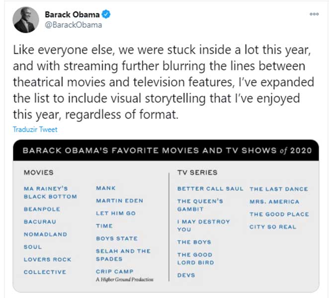 Barack Obama coloca Bacurau em sua lita de filme favoritos