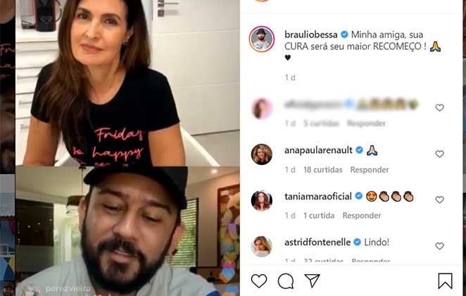 Post Braulio Bessa para apoiar a amiga e apresentadora Fátima Bernardes