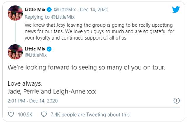 Little Mix deseja sorte na nova jornada de Jesy Nelson