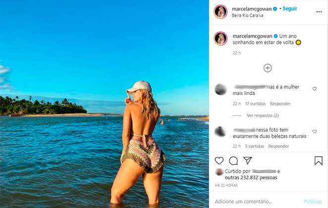 Marcela Mc Gowan exibiu suas curvas com post no Instagram