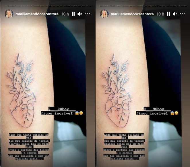 Marília Mendonça mostra nova tatuagem nas redes sociais