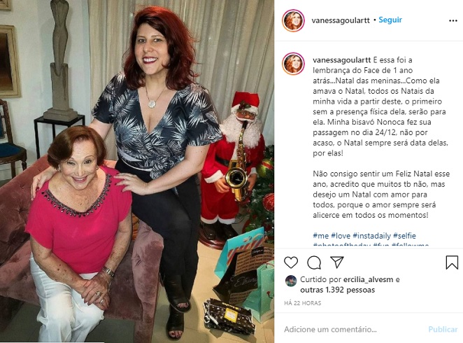 Neta de Nicette Bruno lamenta primeiro Natal sem a avó