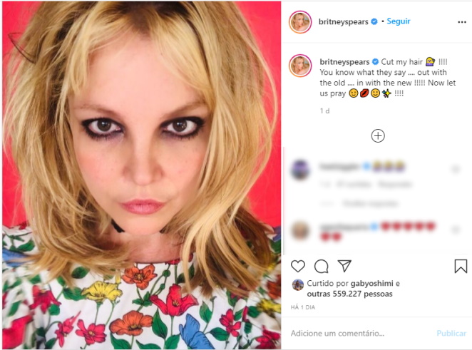 Britney Spears compartilhou novo look na web