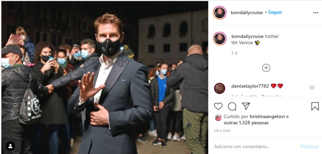 Tom Cruise foi clicado usando duas máscaras de proteção