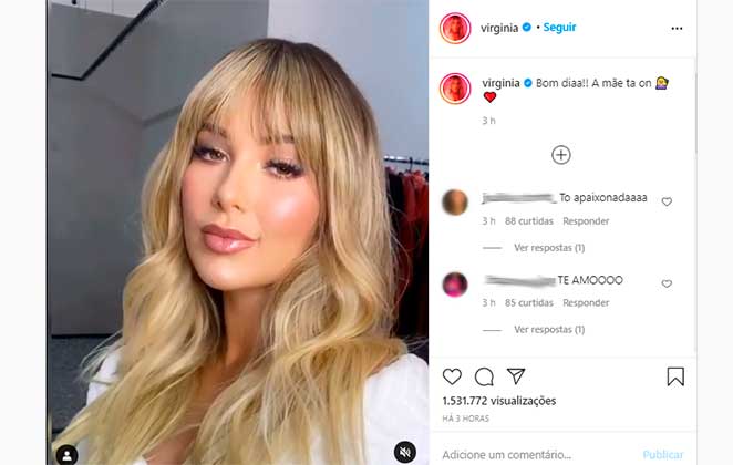 Virginia Fonseca revelou novo visual de franja em seu perfil no Instagram