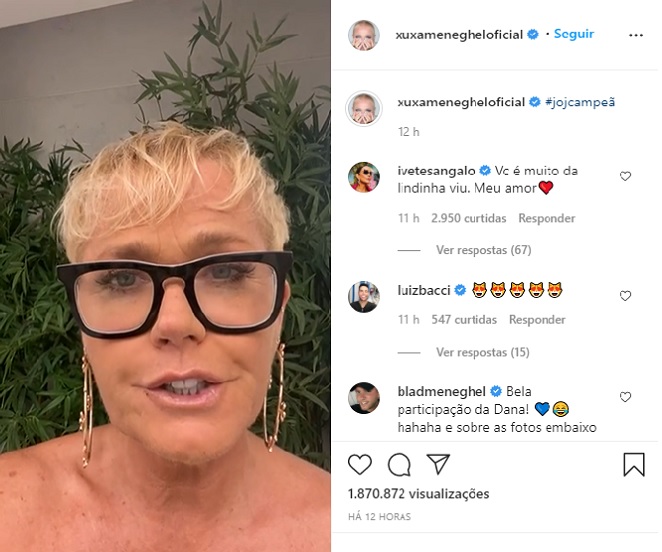 Xuxa Meneghel compartilha vídeo nas redes sociais e comenta sobre suas rugas
