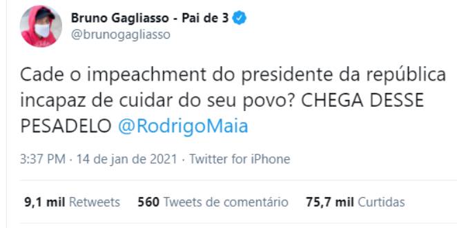Bruno Gagliasso pede Impeachment de Bolsonaro