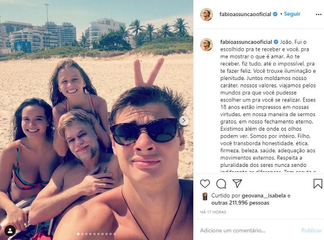 Fábio Assunção faz homenagem para o filho nas redes sociais