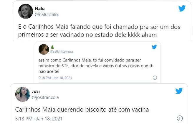 Fãs reagindo a Carlinhos Maia desmentido pelo governo de Alagoas