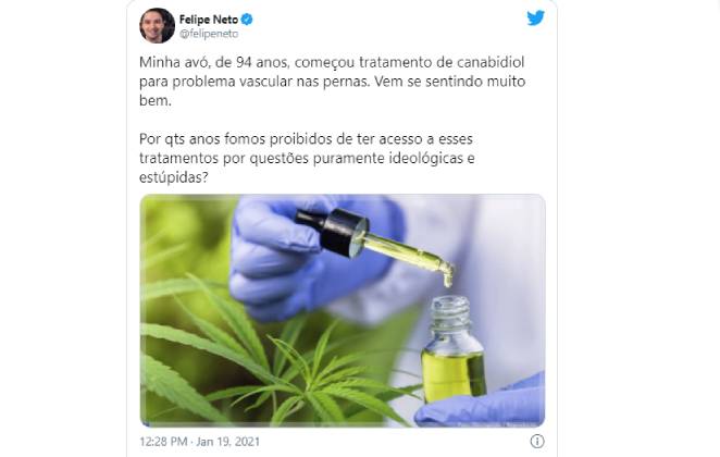 Felipe Neto revela que avó usa medicamento com canabidiol