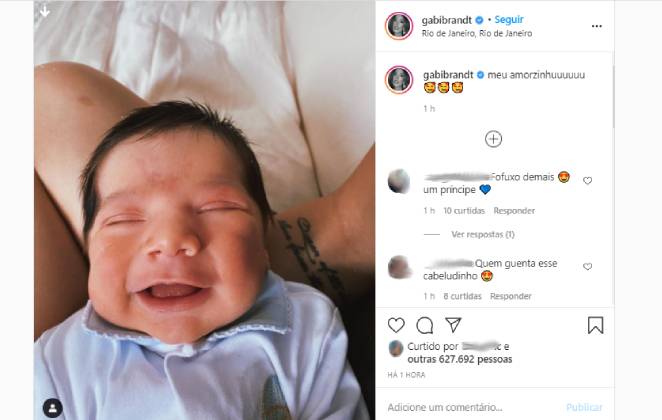 Gabi Brandt mostrou filho sorrindo em publicação no Instagram