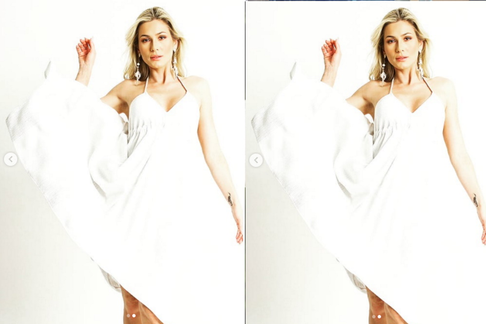 Livia Andrade usou um vestido branco