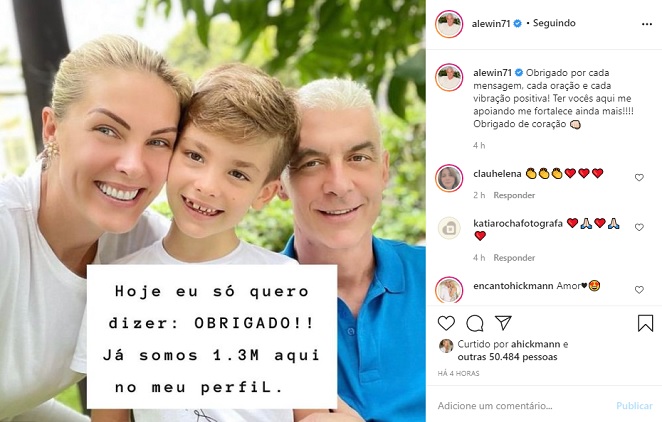 Alexandre Correa agradece o apoio dos fãs nas redes sociais