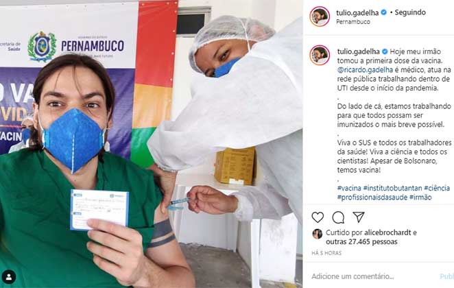 Irmão de Túlio Gadelha já recebeu a vacina