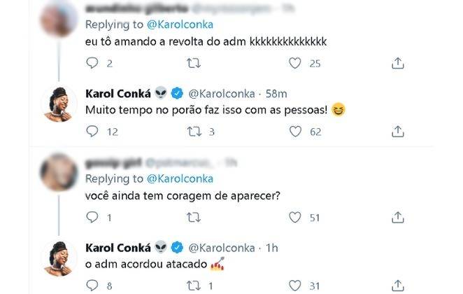 Equipe de Karol Conká interage com internautas no Twitter